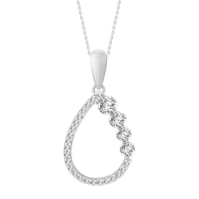 LADIES PENDANT 1/5 CT ROUND DIAMOND 10K WHITE GOLD