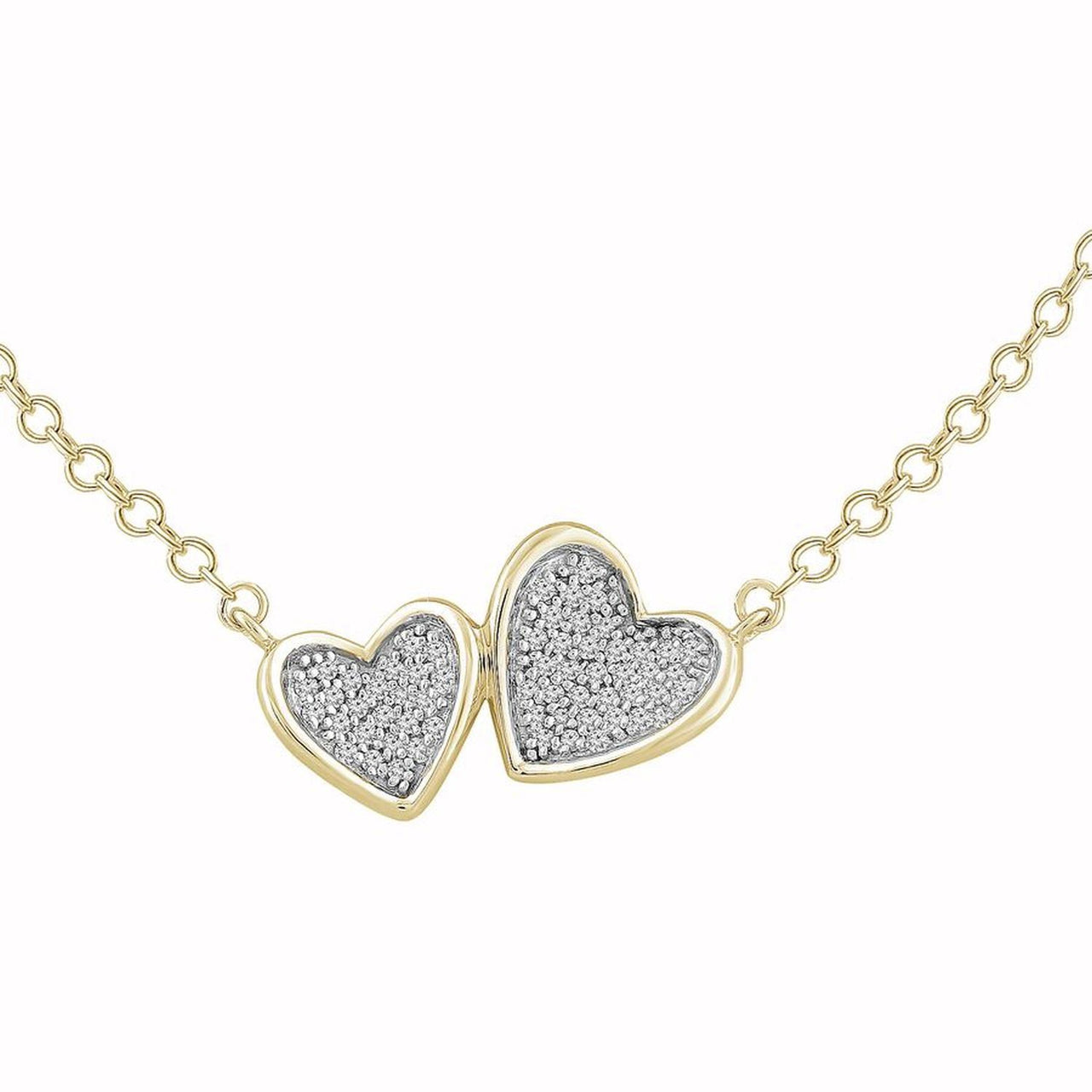 LADIES NECKLACE 1/10 CT ROUND DIAMOND 10K YELLOW GOLD