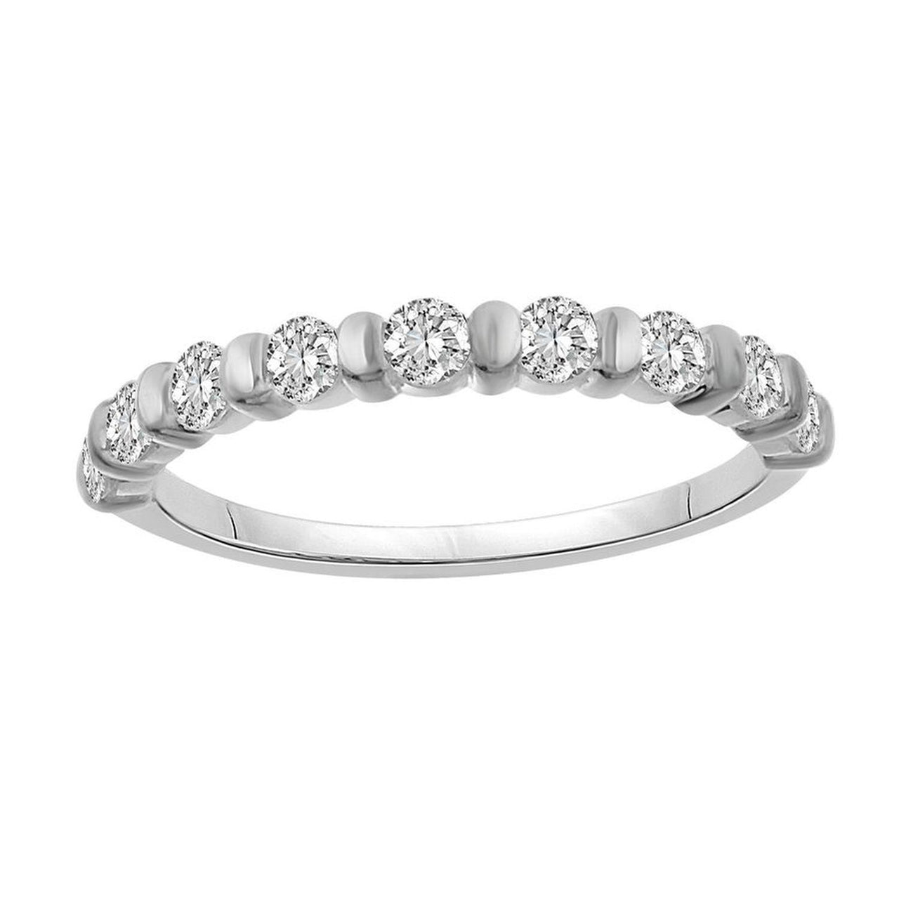LADIES STACKBLE BAND 1/2 CT ROUND DIAMOND 14K WHITE GOLD