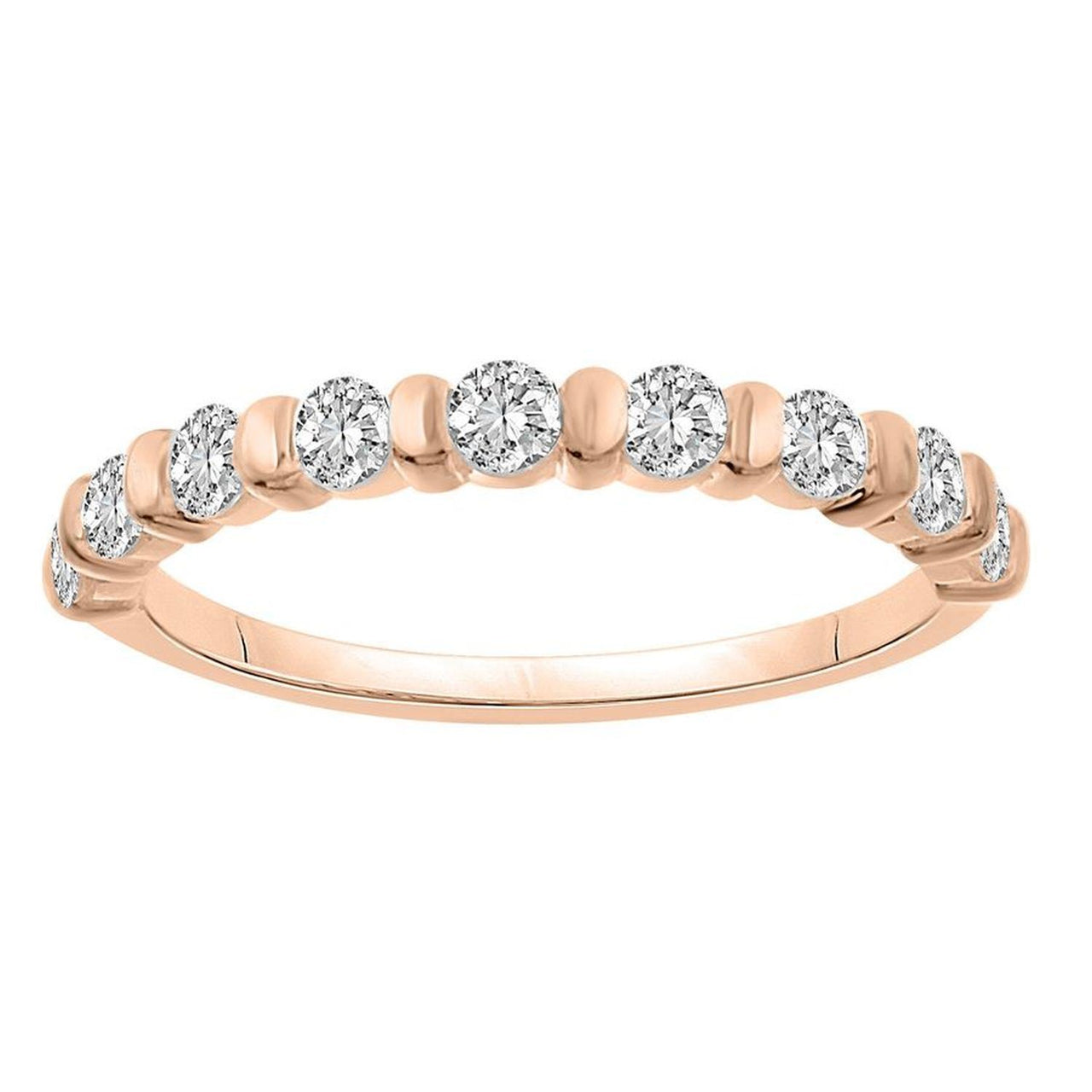 LADIES STACKBLE BAND 1/2 CT ROUND DIAMOND 14K ROSE GOLD