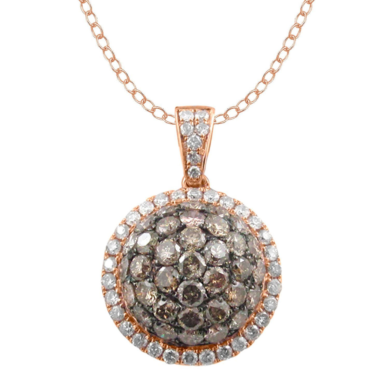 LADIES PENDANT 1 3/4 CT ROUND/CHOCOLATE DIAMOND 10K ROSE GOLD