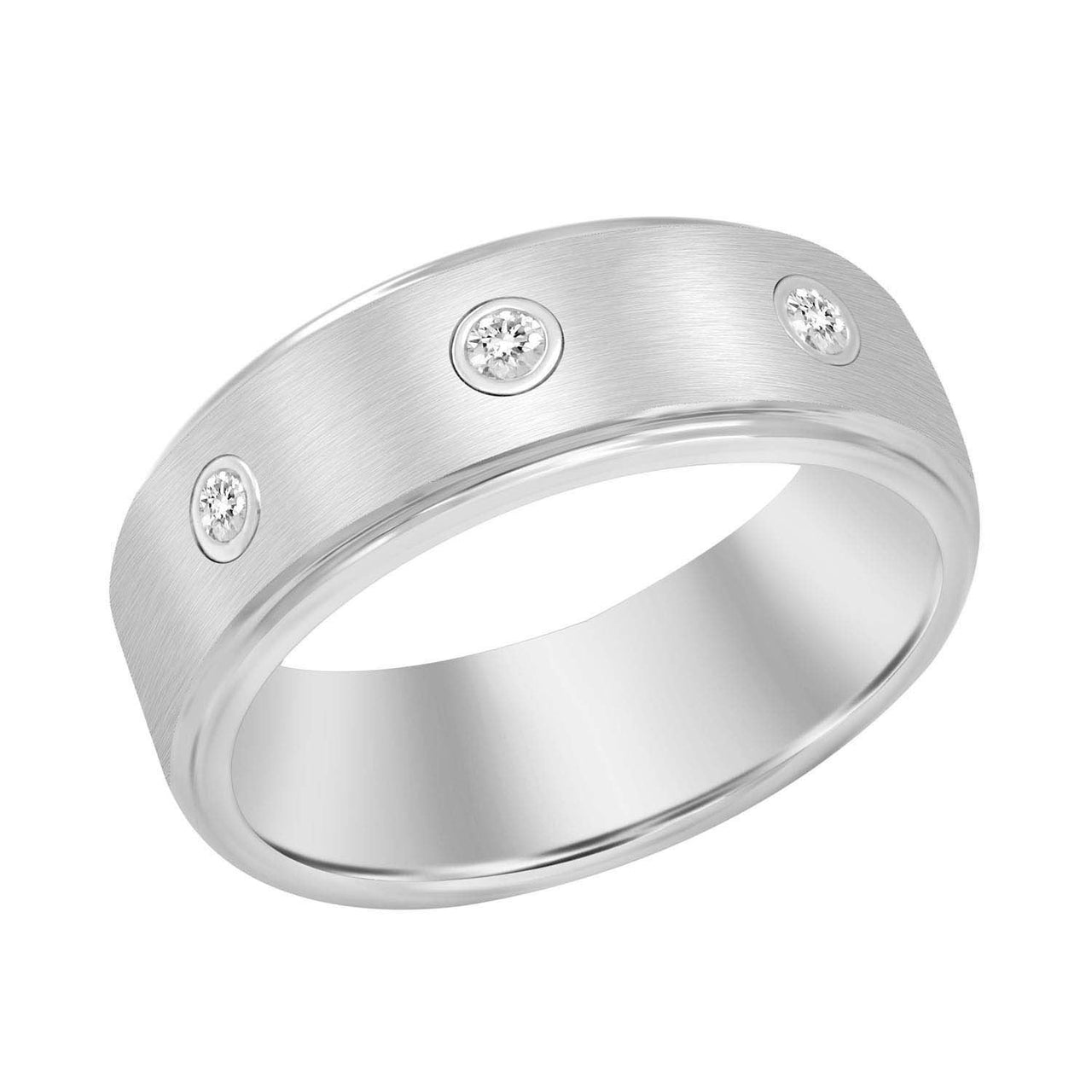 MEN'S BAND 1/8 CT ROUND DIAMOND SILVER