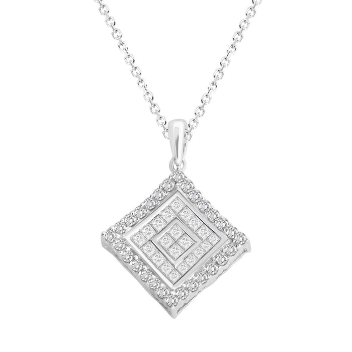 LADIES PENDANT 1 CT ROUND DIAMOND 14K WHITE GOLD