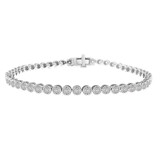 LADIES DIAMOND BRACELETS 1 CT ROUND DIAMOND SILVER