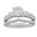 LADIES BRIDAL RING SET 1 CT ROUND DIAMOND 14K WHITE GOLD