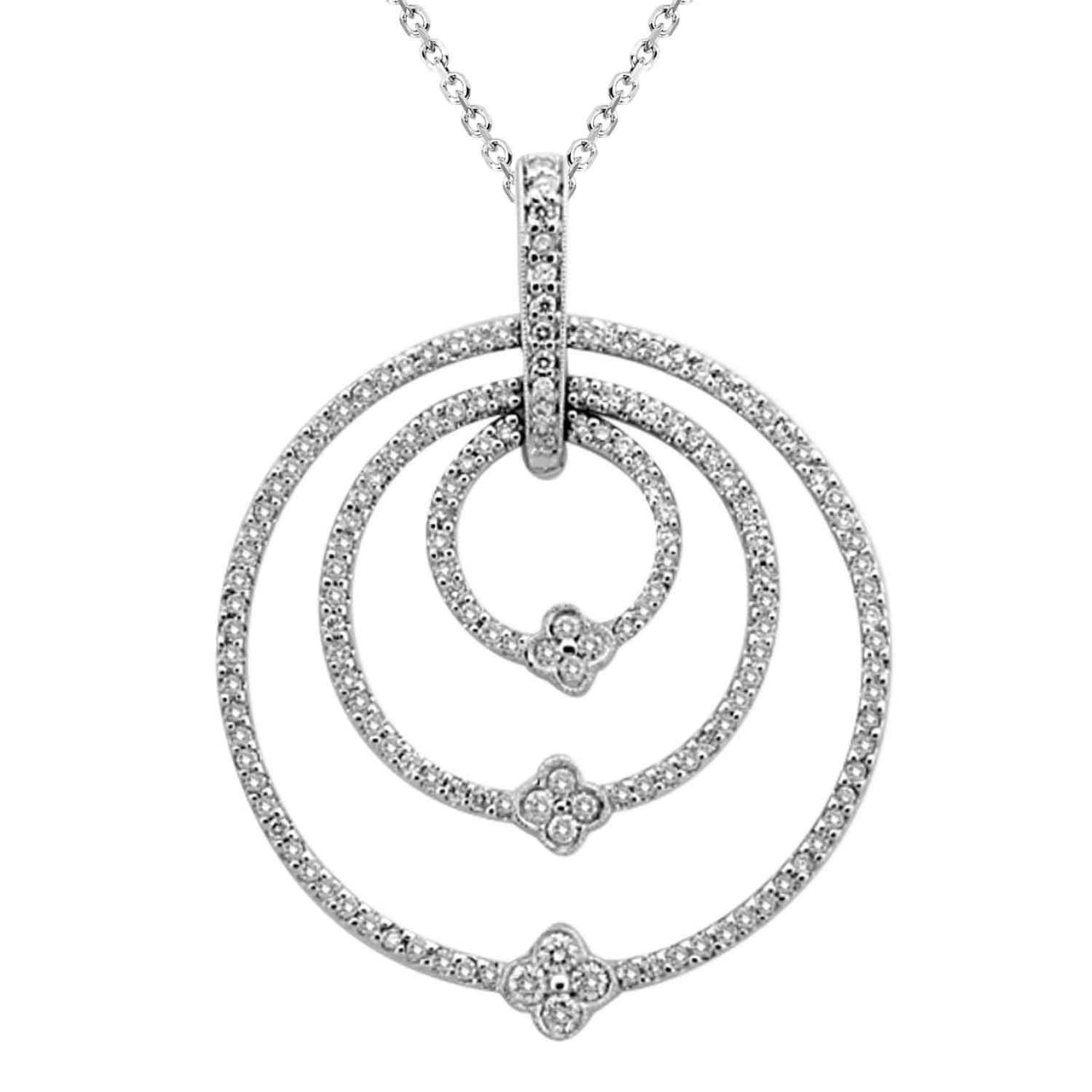 LADIES PENDANT 1 CT ROUND DIAMOND 14K WHITE GOLD