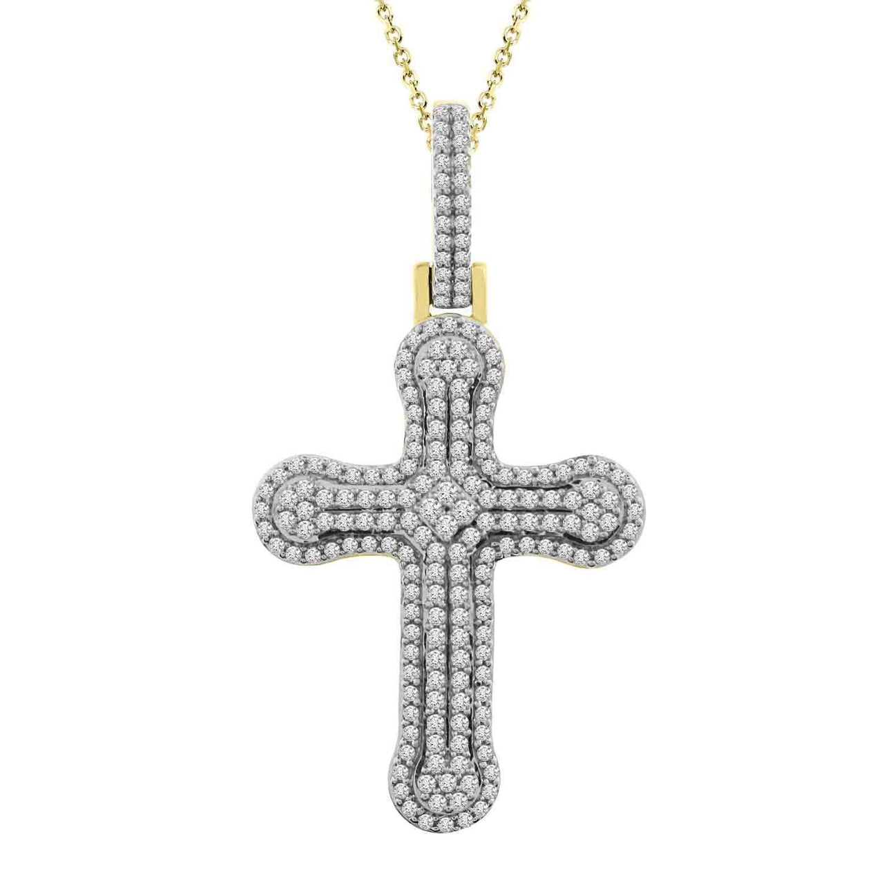 MEN'S CHARM 2 CT ROUND DIAMOND 10K YELLOW GOLD