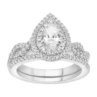 Thumbnail for LADIES BRIDAL RING SET 1 1/5 CT ROUND/PEAR DIAMOND 14K WHITE GOLD