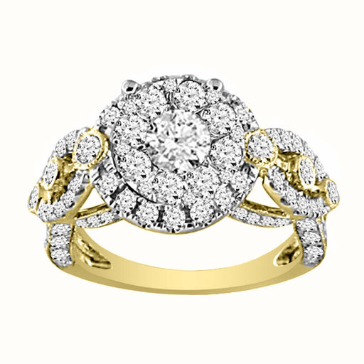 LADIES RING 1 1/2 CT ROUND DIAMOND 14K YELLOW GOLD