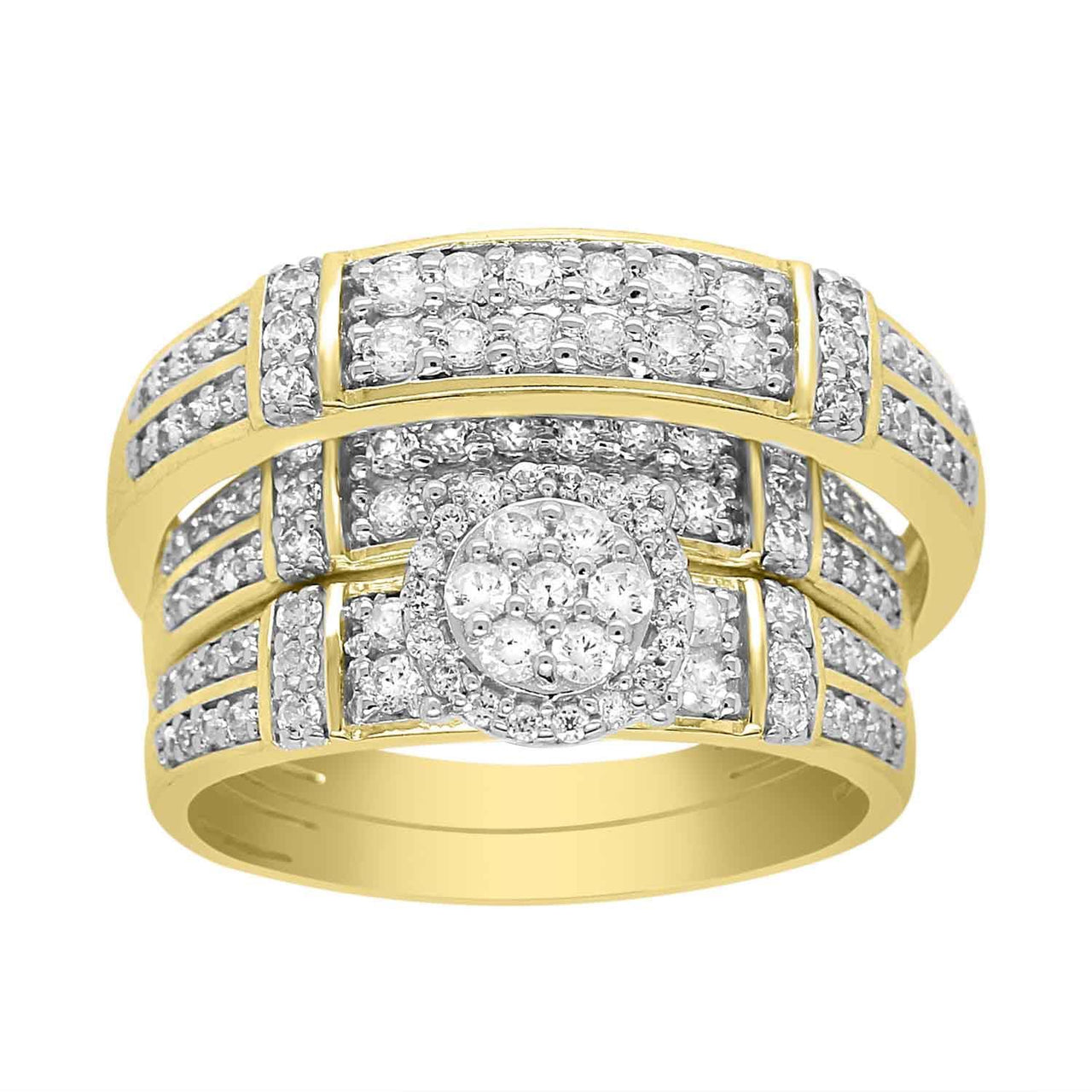 LADIES TRIO SET 1 CT ROUND DIAMOND 10K YELLOW GOLD