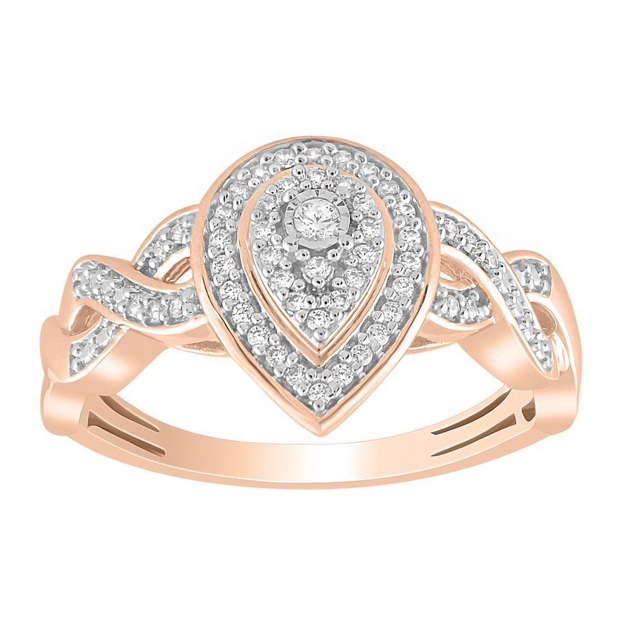 LADIES RING 1/6 CT ROUND  DIAMOND 10K ROSE GOLD