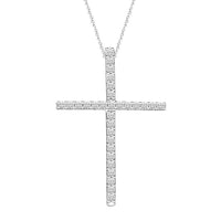 Thumbnail for LADIES CROSS PENDANT 1/10 CT ROUND  DIAMOND 10K WHITE GOLD