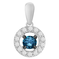 Thumbnail for LADIES PENDANT 1/10 CT ROUND/BLUE DIAMOND 10K WHITE GOLD