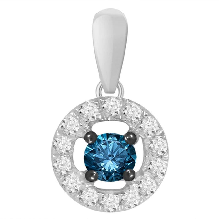 LADIES PENDANT 1/10 CT ROUND/BLUE DIAMOND 10K WHITE GOLD