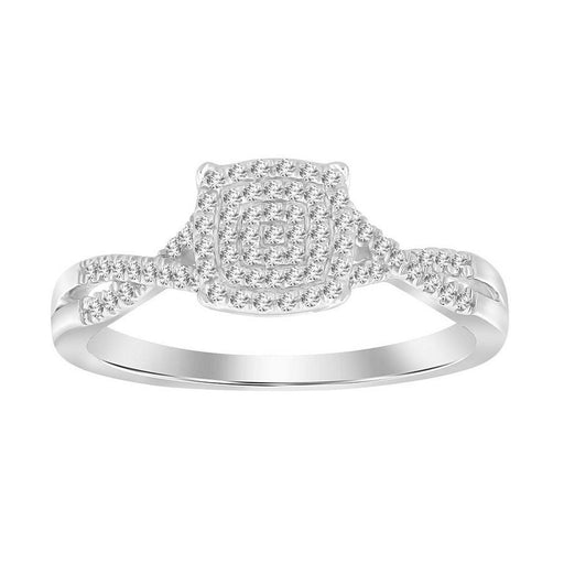 LADIES RING 1/6 CT ROUND DIAMOND 10K WHITE GOLD