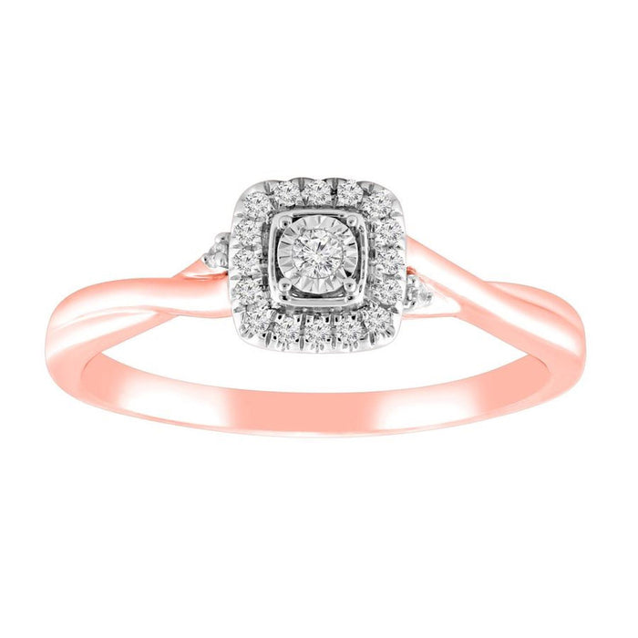 LADIES RING 1/10 CT ROUND DIAMOND 10K ROSE GOLD