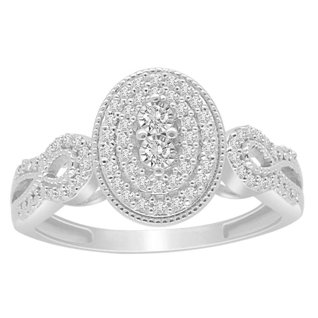 LADIES RING 1/5 CT ROUND DIAMOND 10K WHITE GOLD