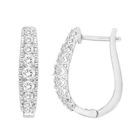 Thumbnail for LADIES HOOPS 1 CT ROUND DIAMOND 10K WHITE GOLD
