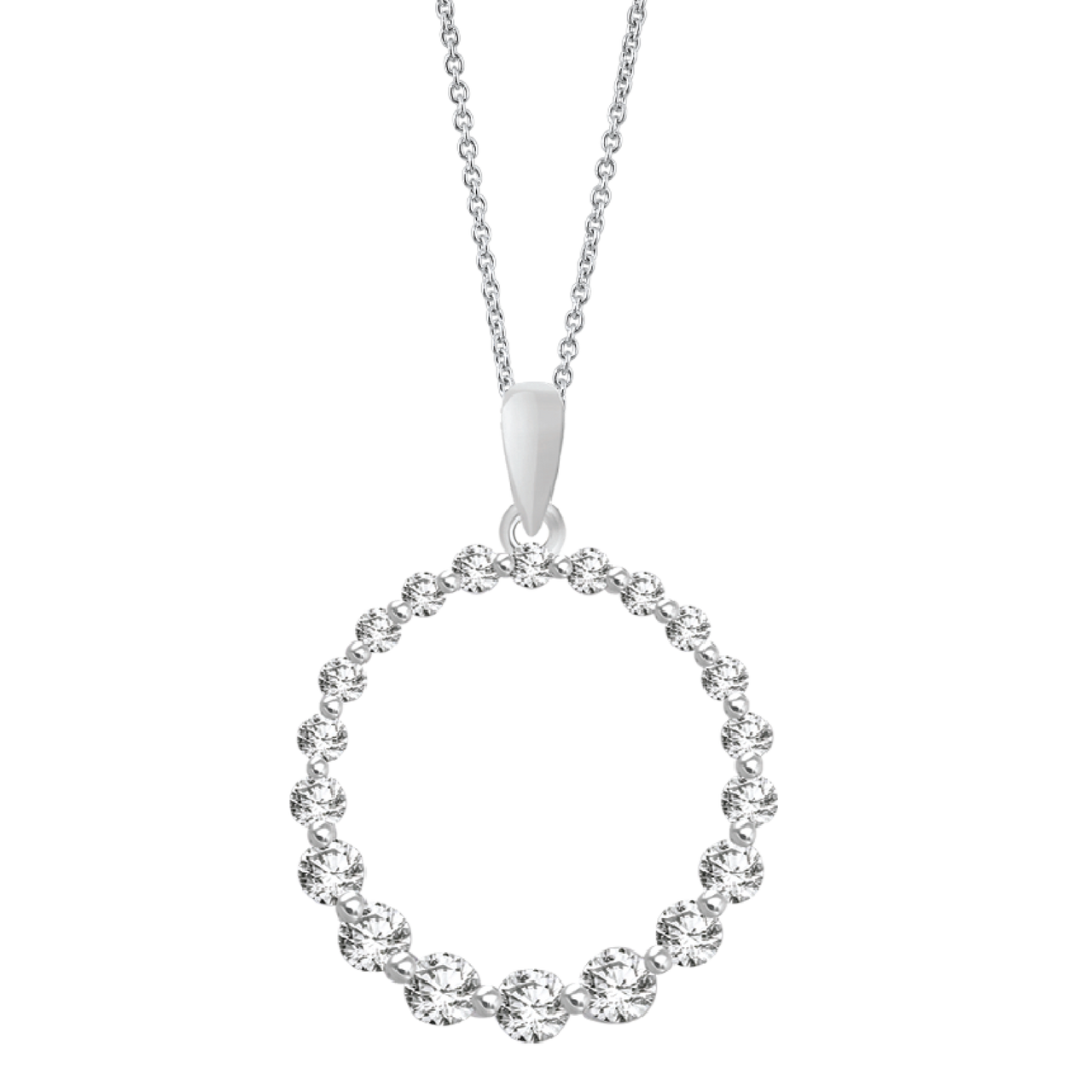 LADIES PENDANT 3/4 CT ROUND DIAMOND 14K WHITE GOLD