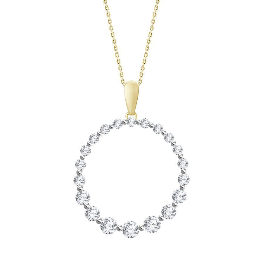 LADIES PENDANT 3/4 CT ROUND DIAMOND 14K YELLOW GOLD