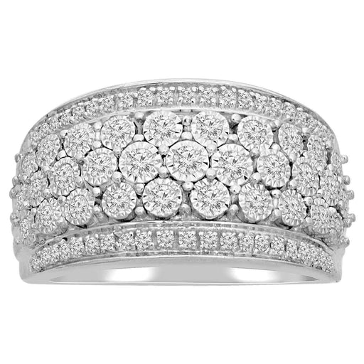 LADIES RING 1/2 CT ROUND DIAMOND SILVER