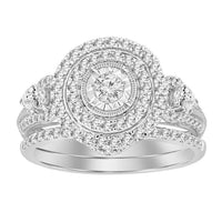 Thumbnail for LADIES BRIDAL RING SET 1 CT ROUND/PEAR DIAMOND 14K WHITE GOLD