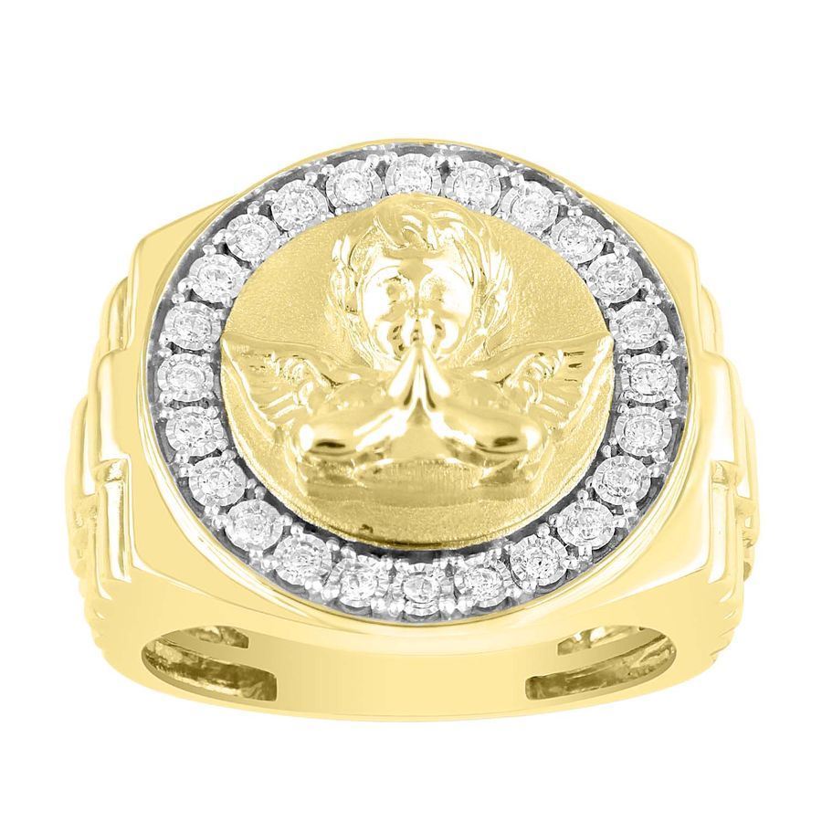 MEN'S RING 1/5 CT ROUND DIAMOND 10K YELLOW GOLD