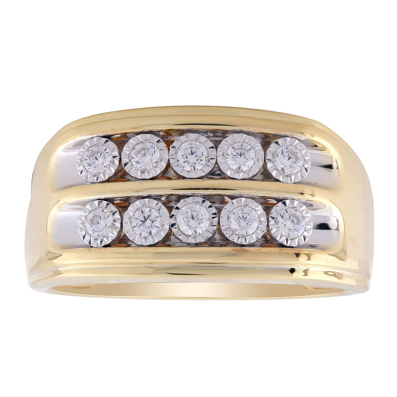 MEN'S RING 1/3 CT ROUND DIAMOND 10K YELLOW GOLD
