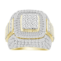 Thumbnail for MEN'S RING 5 CT ROUND/BAGUETTE DIAMOND 14K YELLOW GOLD