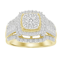 Thumbnail for LADIES RING 1 CT ROUND/BAGUETTE DIAMOND 10K YELLOW GOLD