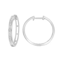 Thumbnail for LADIES HOOPS 1/15 CT ROUND DIAMOND SILVER