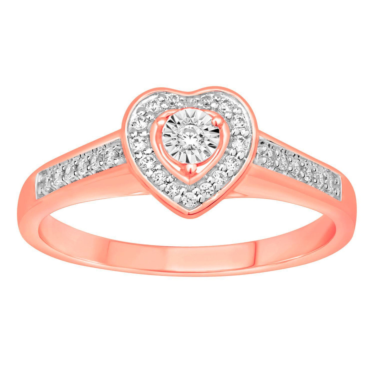 LADIES RING 1/15 CT ROUND DIAMOND 10K ROSE GOLD