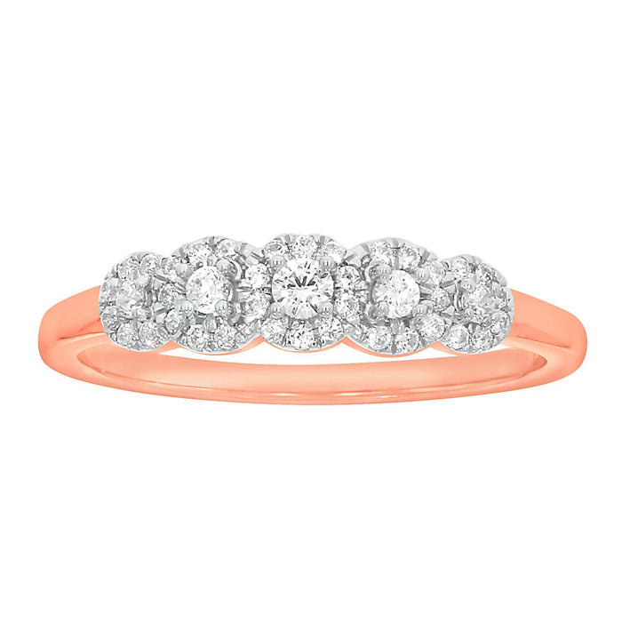 LADIES RING 1/4 CT ROUND DIAMOND 10K ROSE GOLD