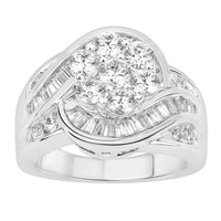 Thumbnail for LADIES RING 2 CT ROUND/BAGUETTE DIAMOND 10K WHITE GOLD
