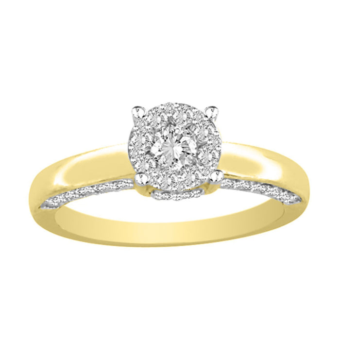 LADIES RING 7/8 CT ROUND DIAMOND 14K YELLOW GOLD