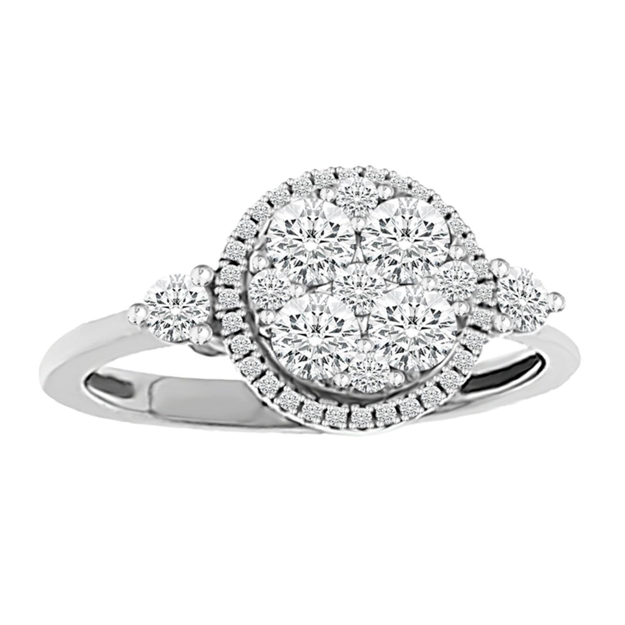 LADIES RING 3/4 CT ROUND DIAMOND 14K WHITE GOLD