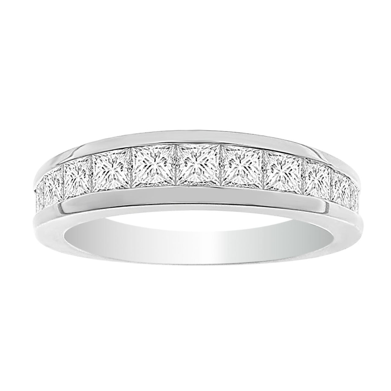 LADIES BAND 1 CT ROUND DIAMOND 14K WHITE GOLD