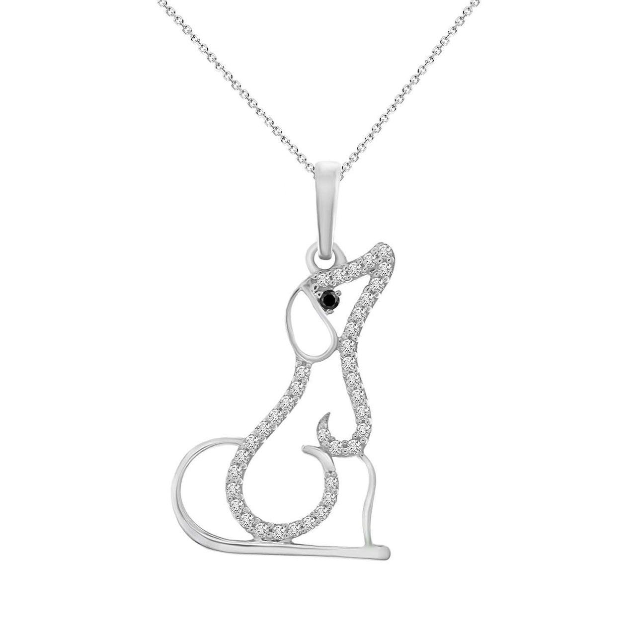 LADIES PENDANT 1/15 CT ROUND DIAMOND 10K WHITE GOLD