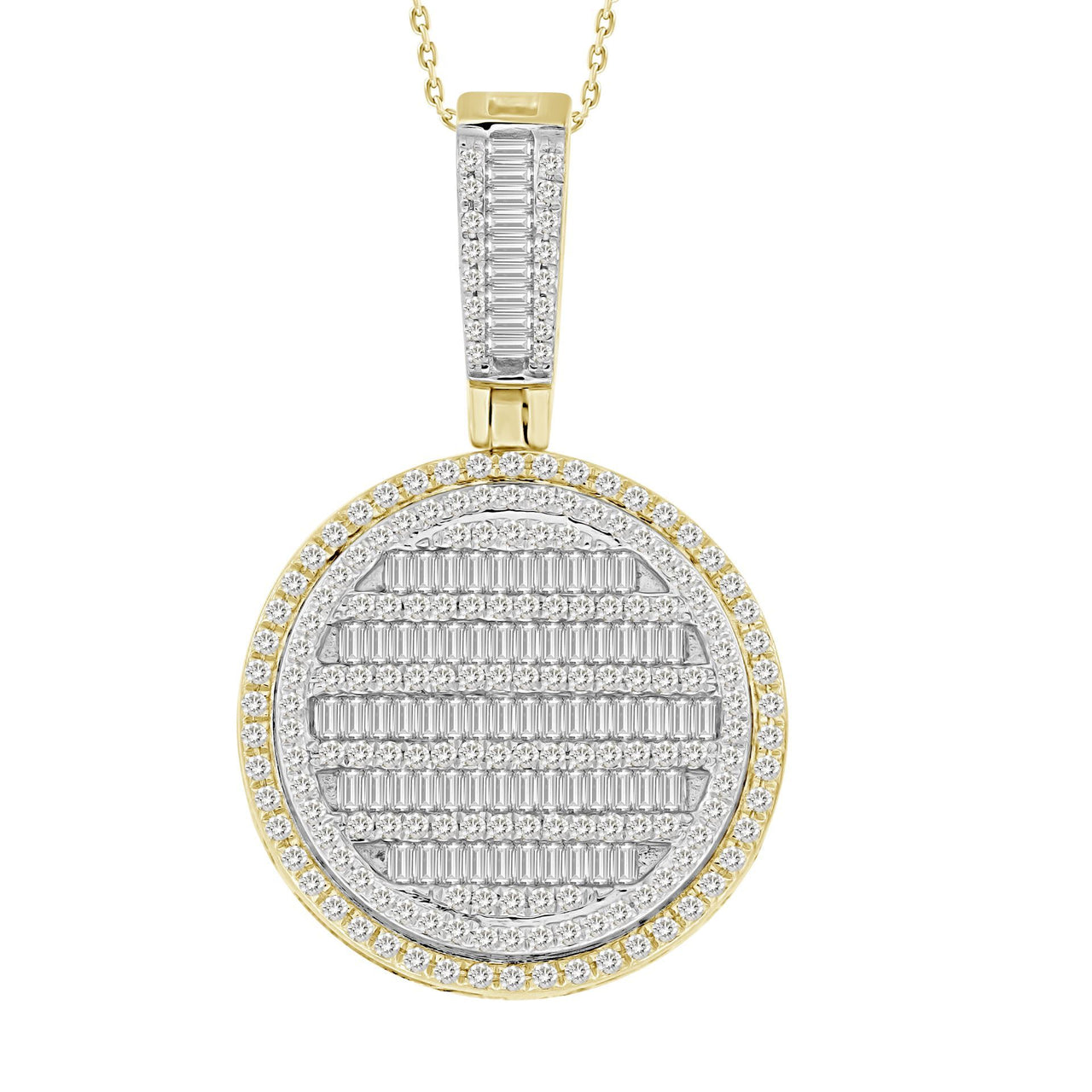 MEN'S CHARM 1 CT ROUND/BAGUETTE DIAMOND 10K YELLOW GOLD