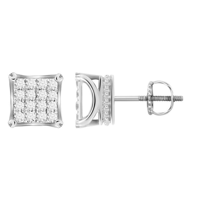 MEN'S EARRINGS 1/2 CT ROUND DIAMOND 10K WHITE GOLD