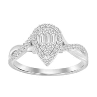 Thumbnail for LADIES RING 1/4 CT ROUND/BAGUETTE DIAMOND 10K WHITE GOLD