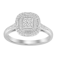 Thumbnail for LADIES RING 1/4 CT ROUND/BAGUETTE DIAMOND 10K WHITE GOLD