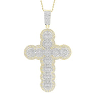 Thumbnail for MEN'S CROSS 2 CT ROUND/BAGUETTE DIAMOND 10K YELLOW GOLD