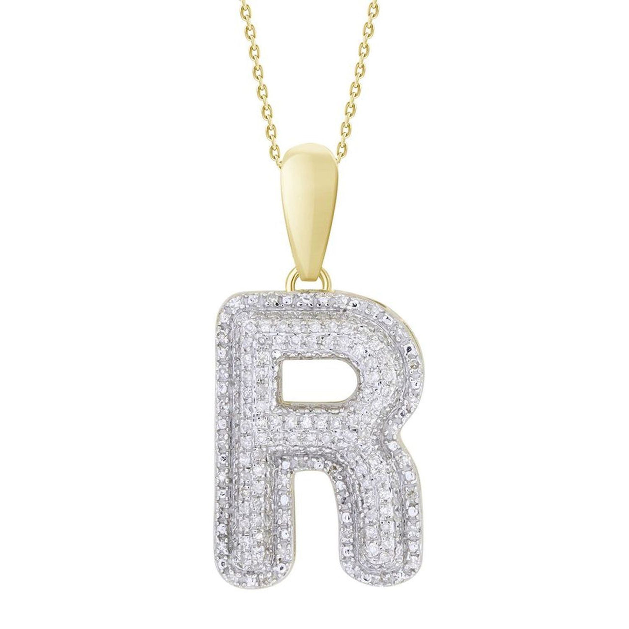 MEN'S PENDANT 3/8 CT ROUND DIAMOND 10K YELLOW GOLD
