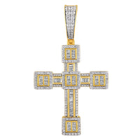 Thumbnail for MEN'S CROSS 2 CT ROUND DIAMOND 10K YELLOW GOLD