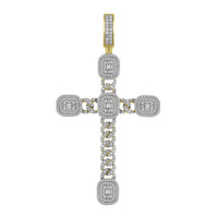 Thumbnail for MEN'S CROSS 2 CT ROUND DIAMOND 10K YELLOW GOLD