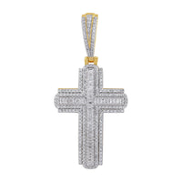 Thumbnail for MEN'S CROSS 1 CT ROUND DIAMOND 10K YELLOW GOLD