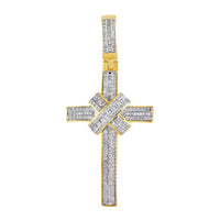 Thumbnail for MEN'S CROSS 1 CT ROUND DIAMOND 10K YELLOW GOLD