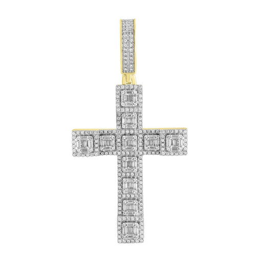 MEN'S CROSS 1 1/4 CT ROUND DIAMOND 10K YELLOW GOLD