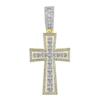Thumbnail for MEN'S CROSS 2 CT ROUND DIAMOND 10K YELLOW GOLD